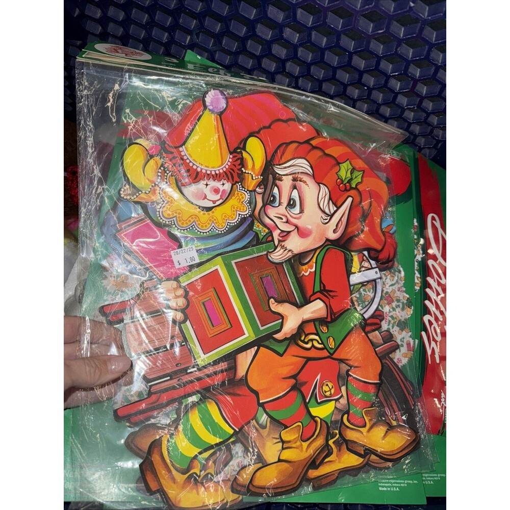 NIP new Vintage Beistle Creation 14” Elf Cutouts 3 Double Sided USA